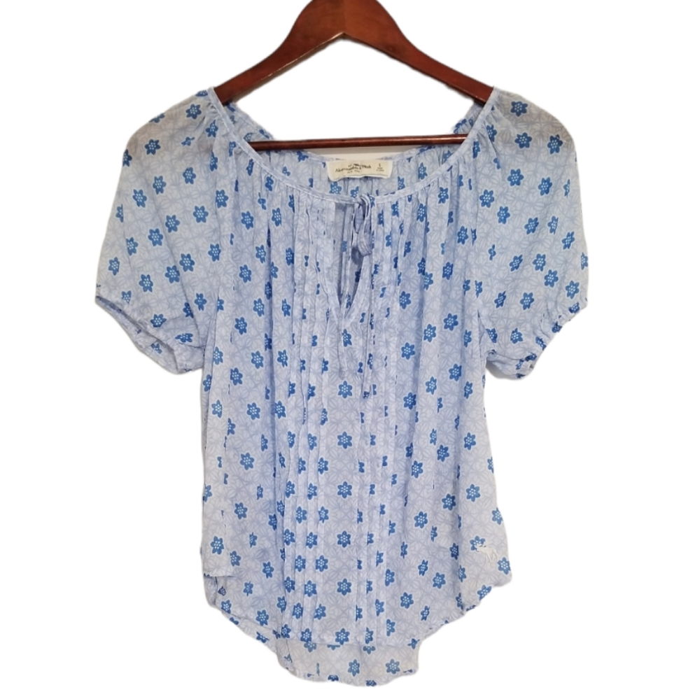 Abercrombie & Fitch Blue Flowy Peasant Blouse, Size Small